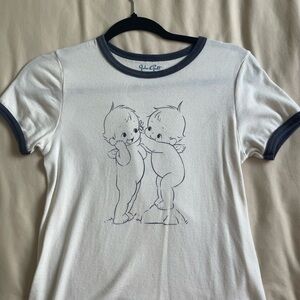 Brandy Melville White and Black Ringer Tee